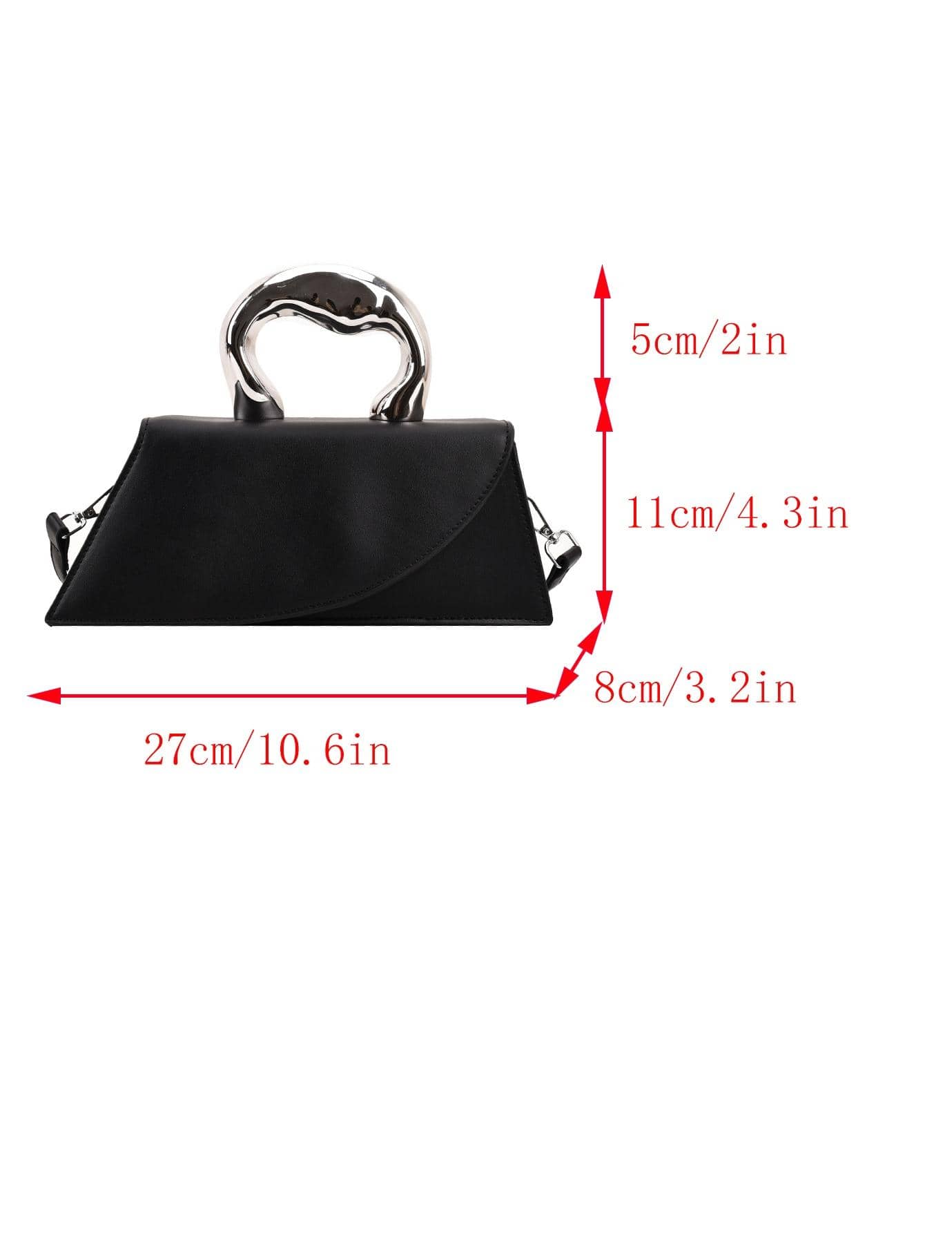 Long Asymmetrical Fashion Metal Clutch Bag With Flap Shein