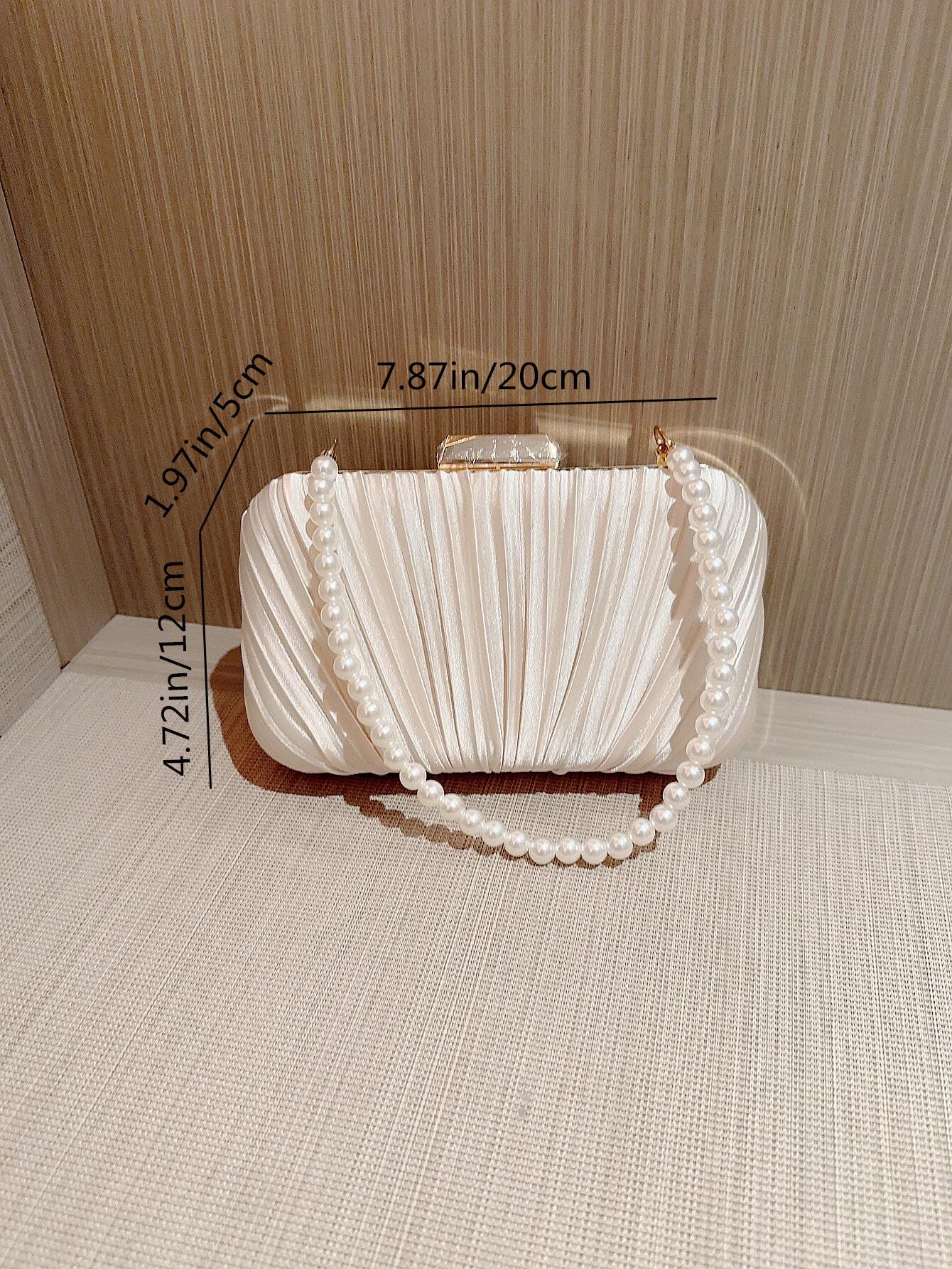 Luxury, Shiny Artificial Pearl Clutch Box Bag Shein