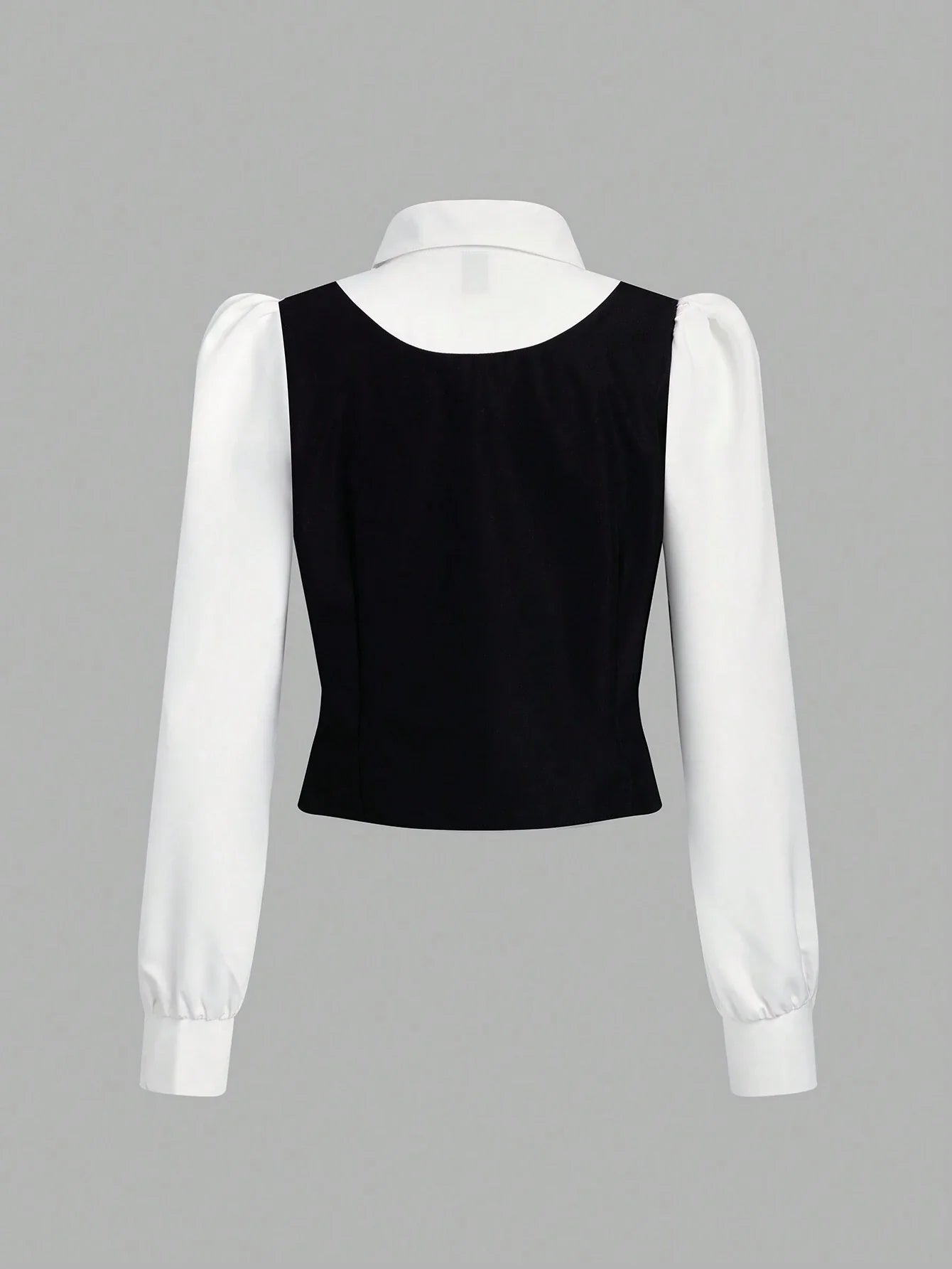 MOD Puff sleeve 2 in 1 Color Block Shirt Top Shein