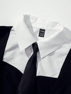 MOD Puff sleeve 2 in 1 Color Block Shirt Top Shein