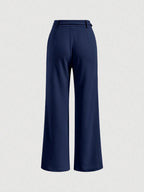 MOD Solid Chain Front Seam Detail Suit Pants Shein