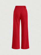 MOD Solid Chain Front Seam Detail Suit Pants Shein