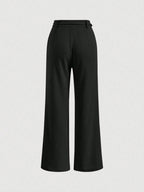 MOD Solid Chain Front Seam Detail Suit Pants Shein