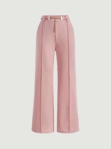 MOD Solid Chain Front Seam Detail Suit Pants Shein