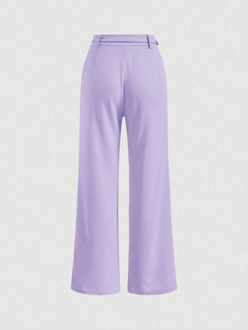 MOD Solid Chain Front Seam Detail Suit Pants Shein