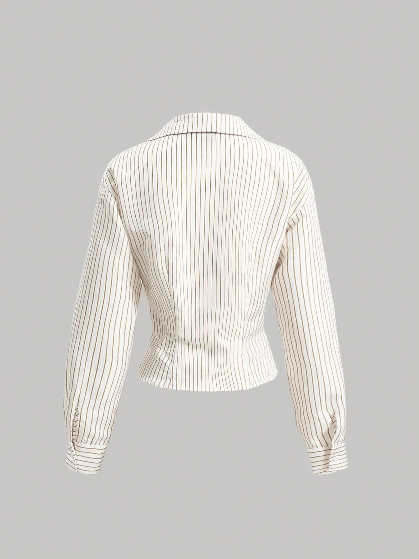 MOD Striped Pleated Waist Long Sleeve Shirt Shein