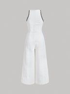 MOD Women's Sleeveless Wide Leg Jumpsuit With Shiny Thread Shein