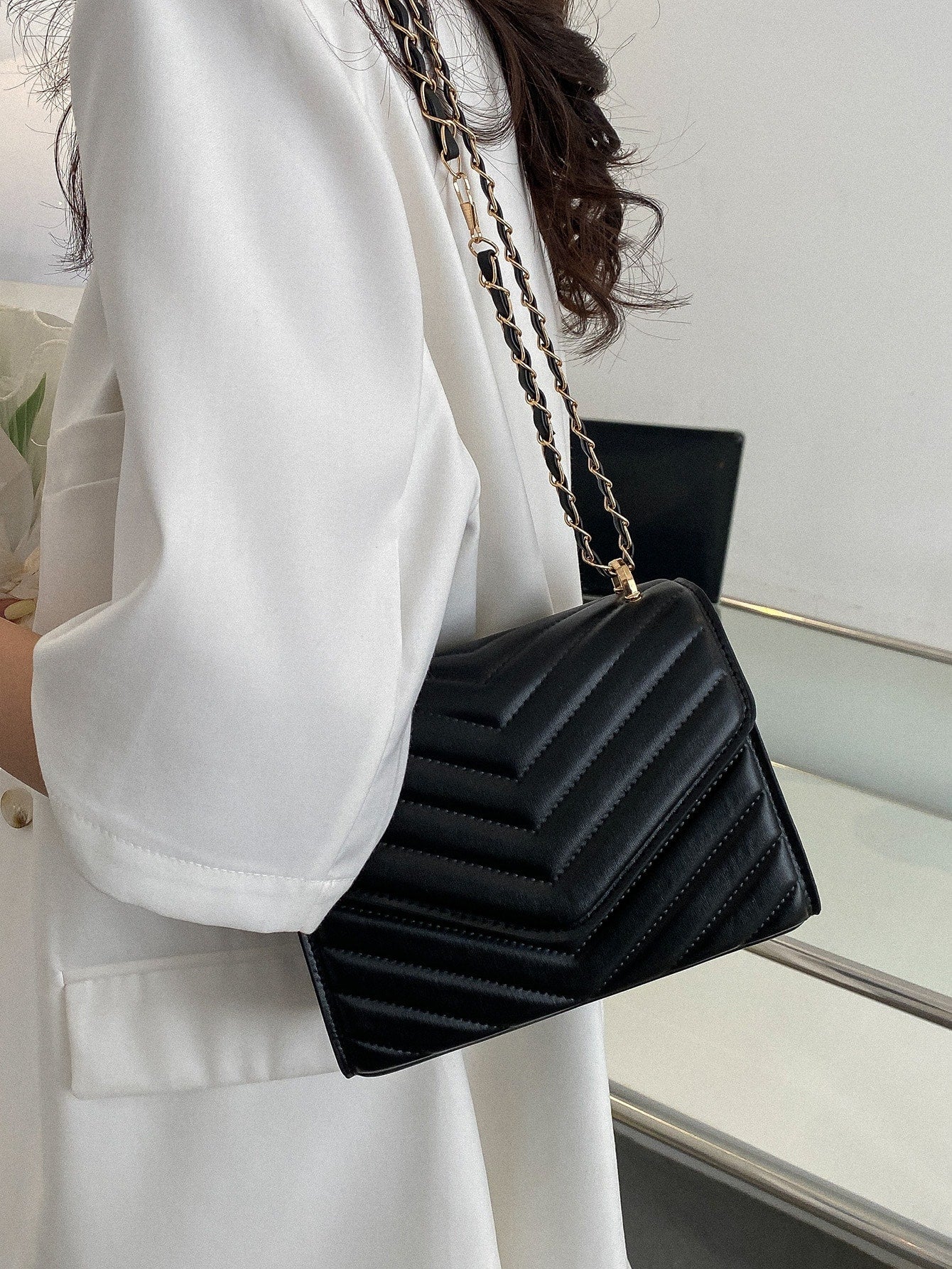 Mini Chevron Flap Square Bag Shein