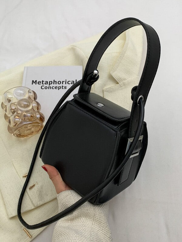 Mini Snap Button Bucket Bag Shein