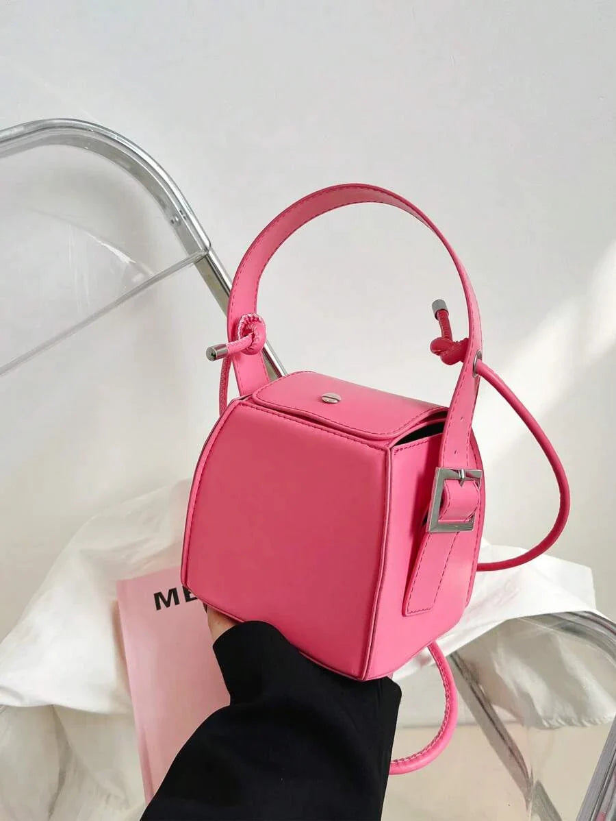 Mini Snap Button Bucket Bag Shein