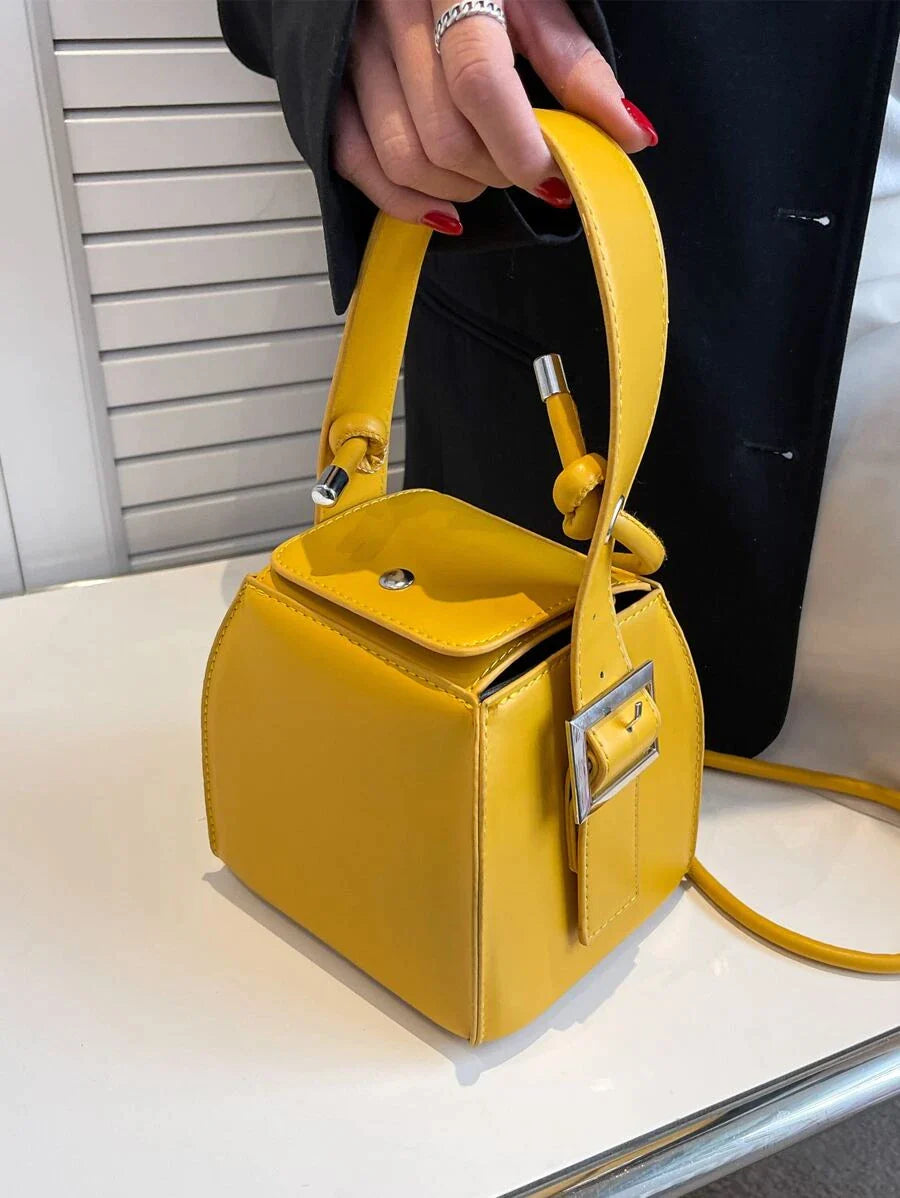 Mini Snap Button Bucket Bag Shein