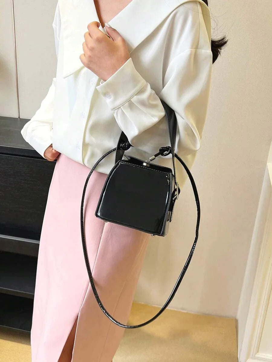 Mini Snap Button Bucket Bag Shein