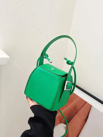 Mini Snap Button Bucket Bag Shein