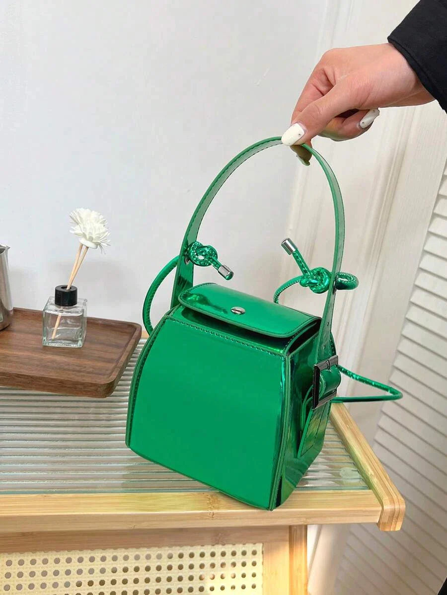 Mini Snap Button Bucket Bag Shein