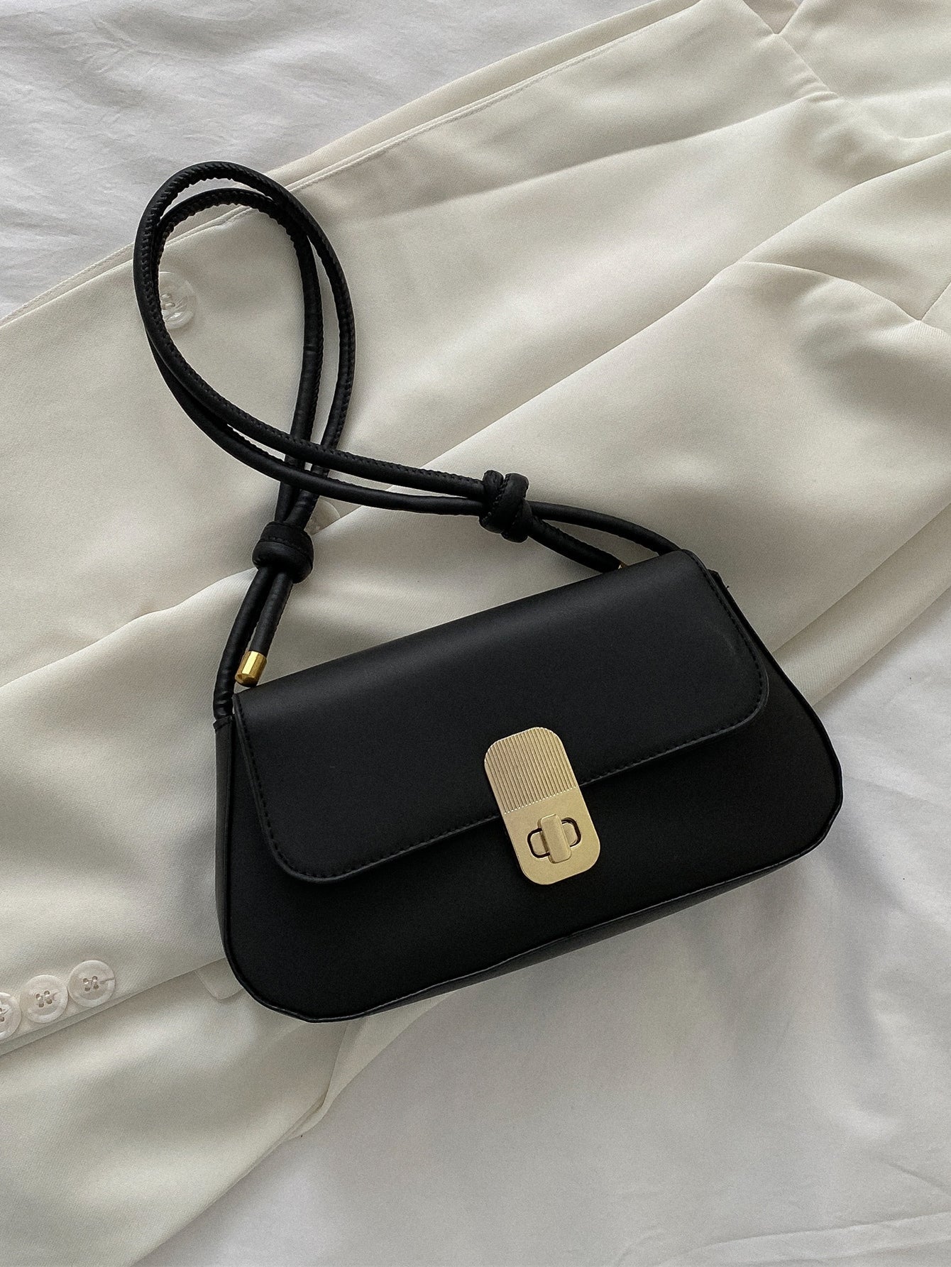 Minimalist Flap Baguette Bag Shein