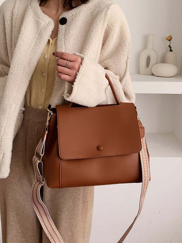 Minimalist Flap Satchel Bag Shein