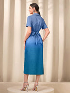 Modely Ombre Ruched Wrap Hem Dress Shein