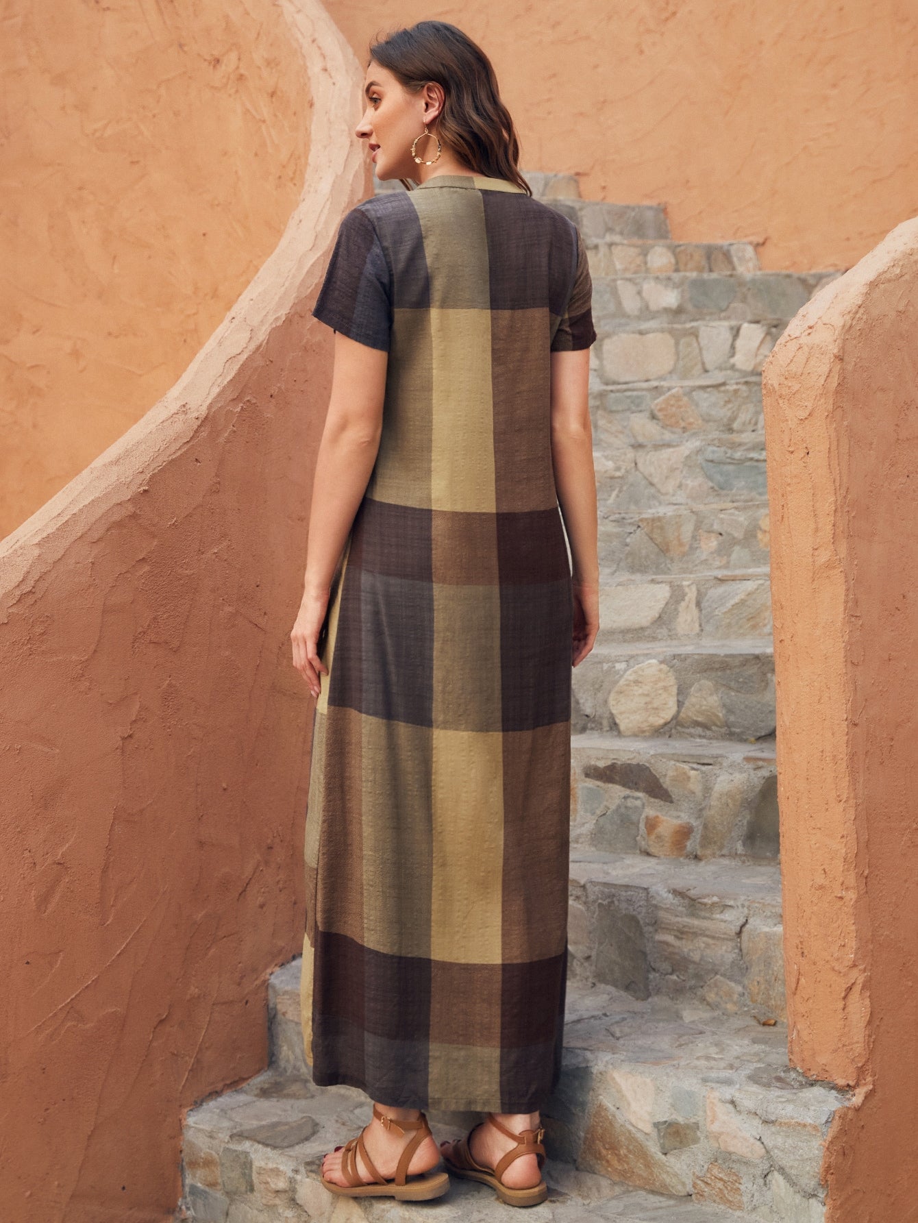Mulvari Button Through Colorblock Shirt Dress shein