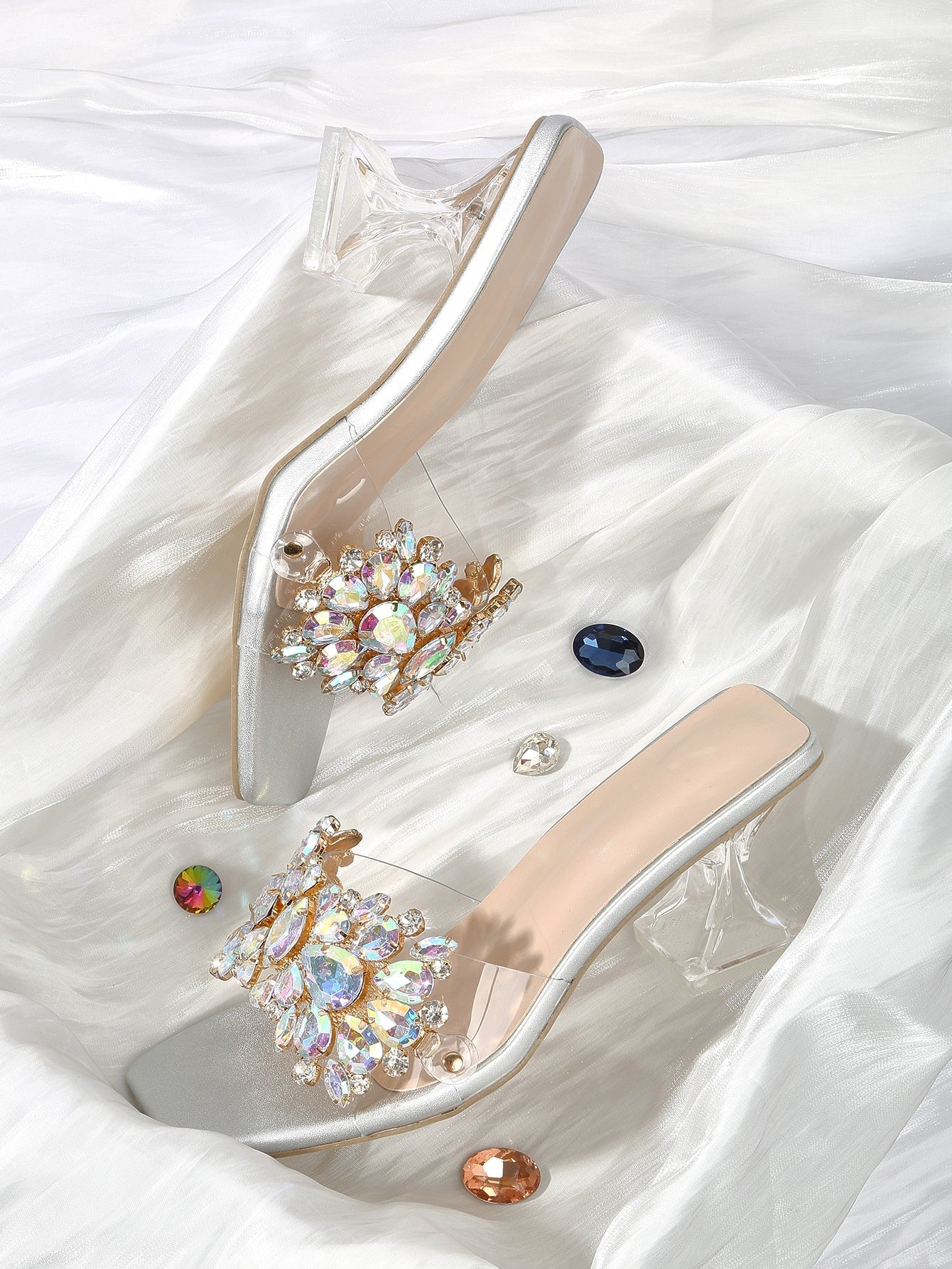 Sculptural Heeled Glamorous Mule Sandals shein