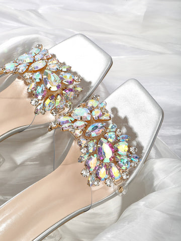 Sculptural Heeled Glamorous Mule Sandals shein