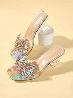 Sculptural Heeled Glamorous Mule Sandals shein