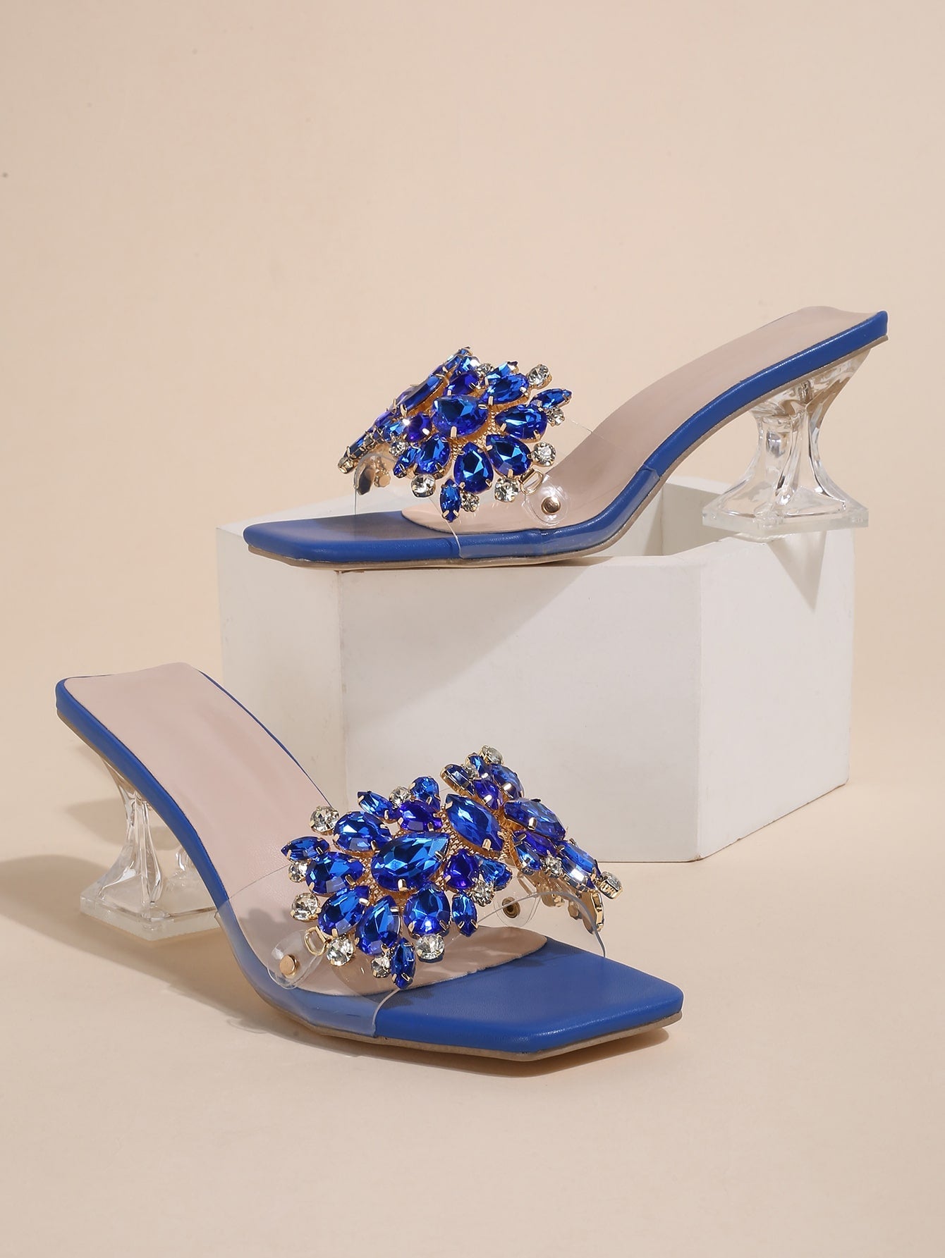 Sculptural Heeled Glamorous Mule Sandals shein