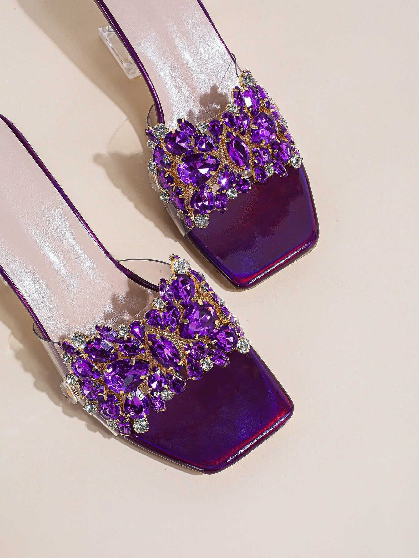 Sculptural Heeled Glamorous Mule Sandals shein