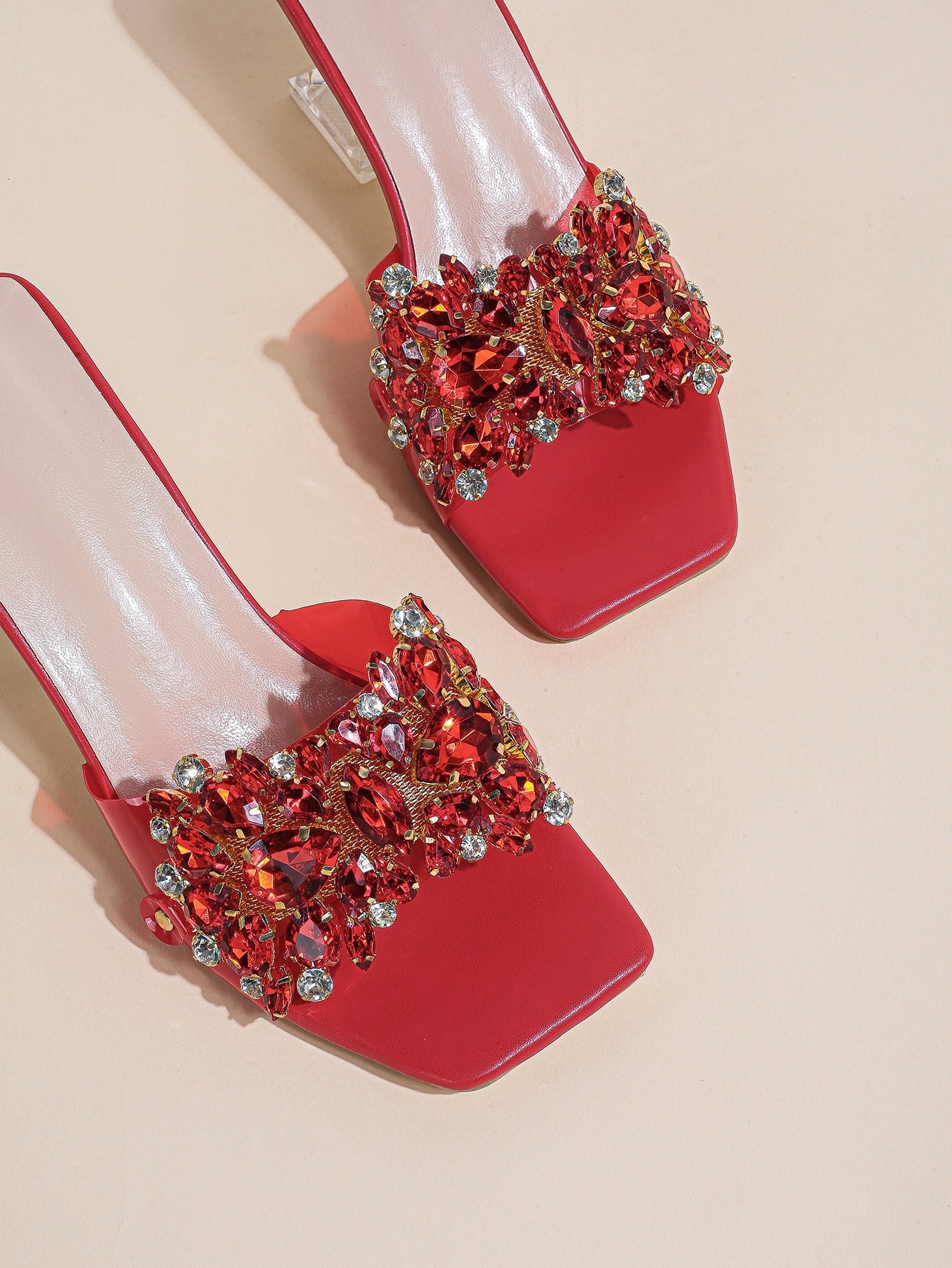 Sculptural Heeled Glamorous Mule Sandals shein