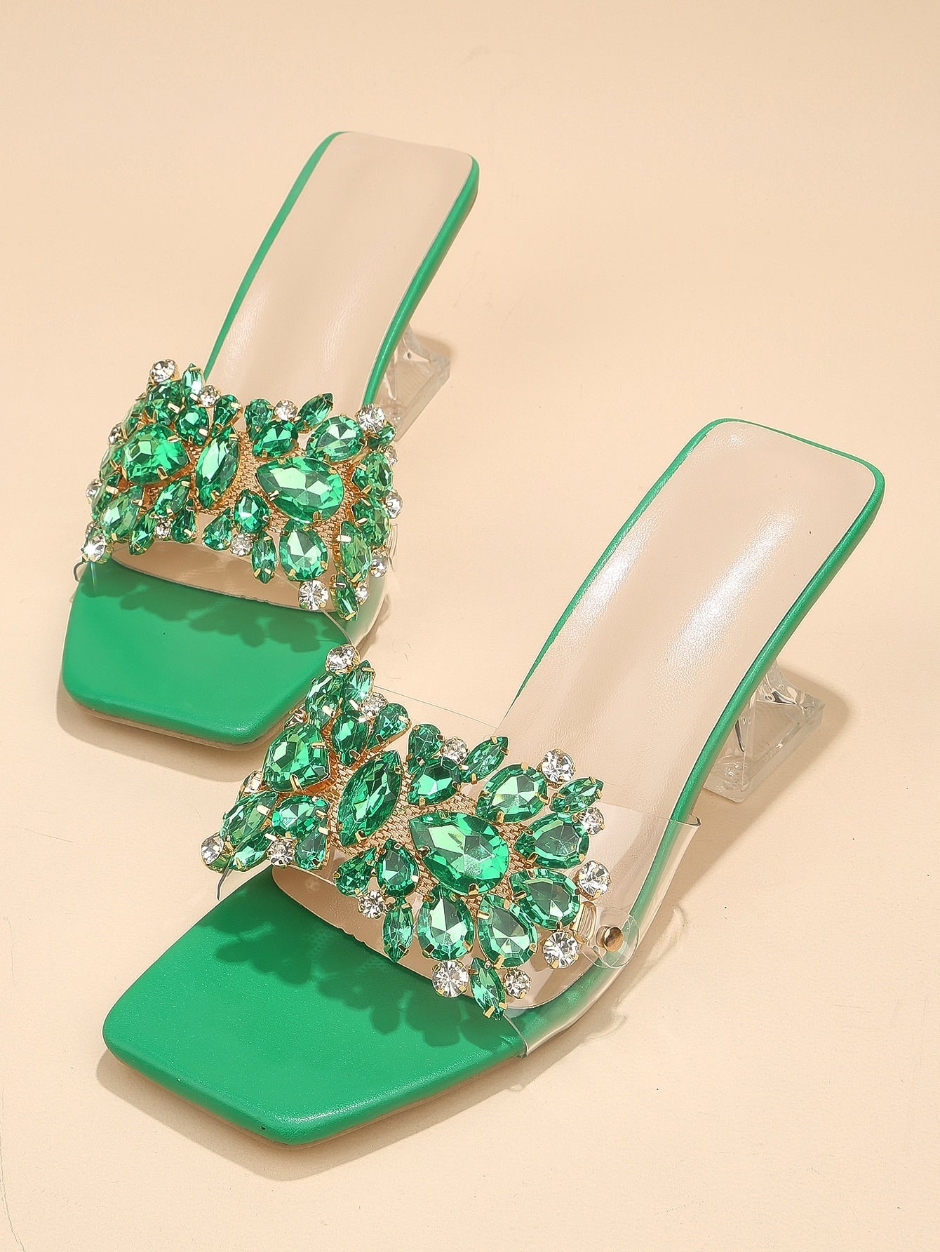 Sculptural Heeled Glamorous Mule Sandals shein