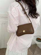 Small Flap Baguette Bag Metal Decor Shein