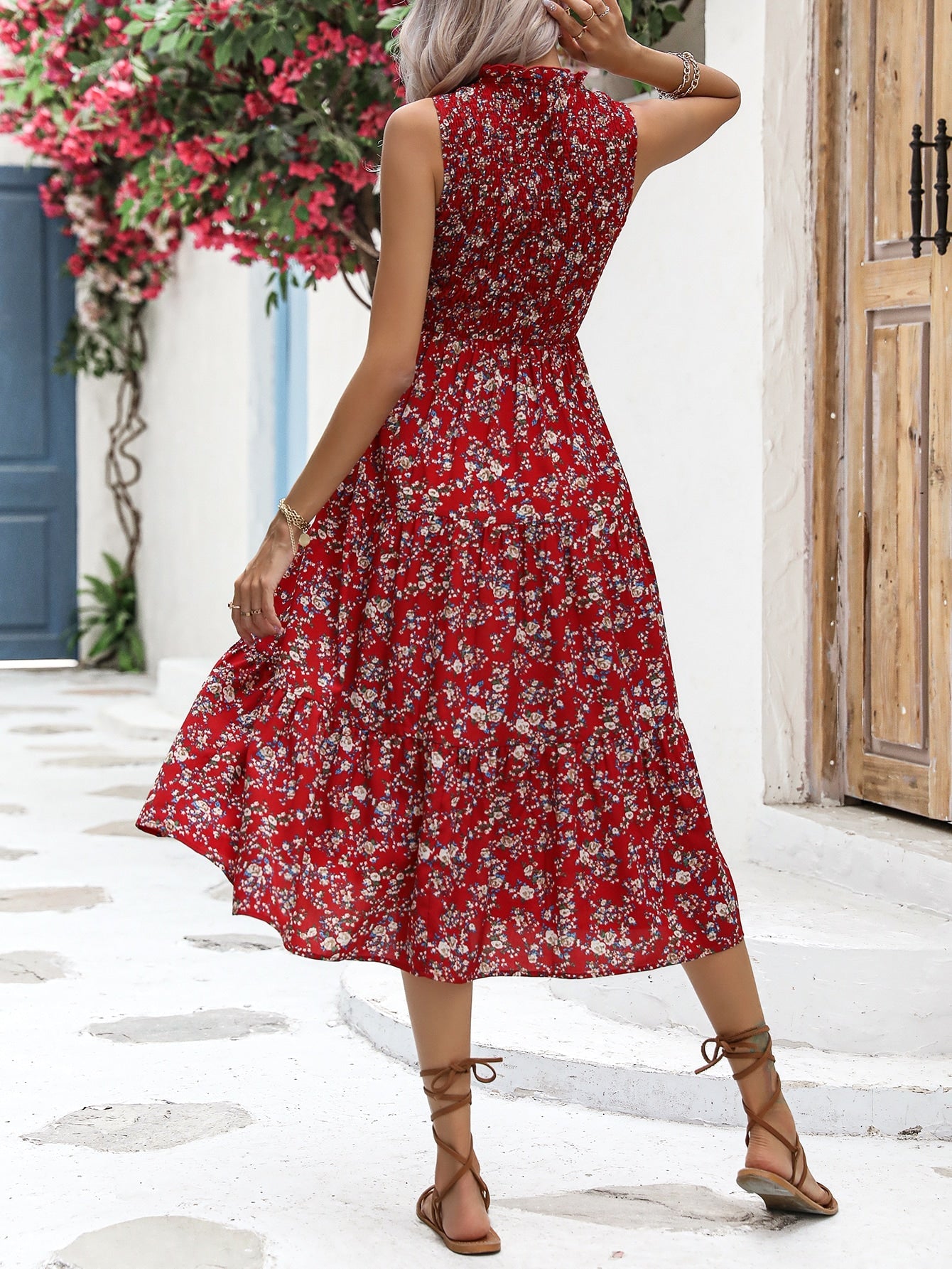 VCAY Ditsy Floral Print Ruffle Hem Dress Shein