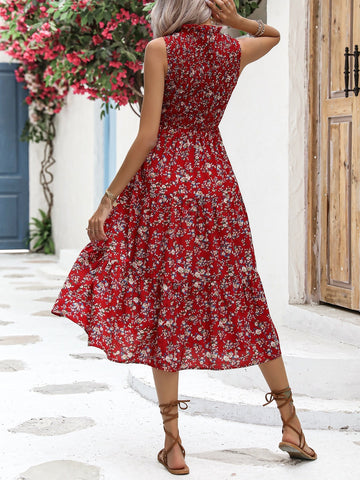 VCAY Ditsy Floral Print Ruffle Hem Dress Shein