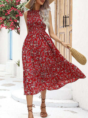 VCAY Ditsy Floral Print Ruffle Hem Dress Shein