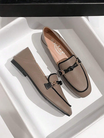 Women Knot Decor Square Toe Loafer Flats Shein