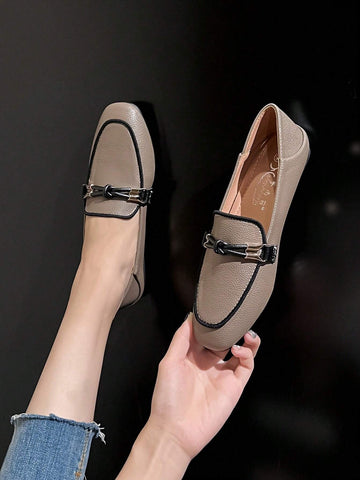 Women Knot Decor Square Toe Loafer Flats Shein