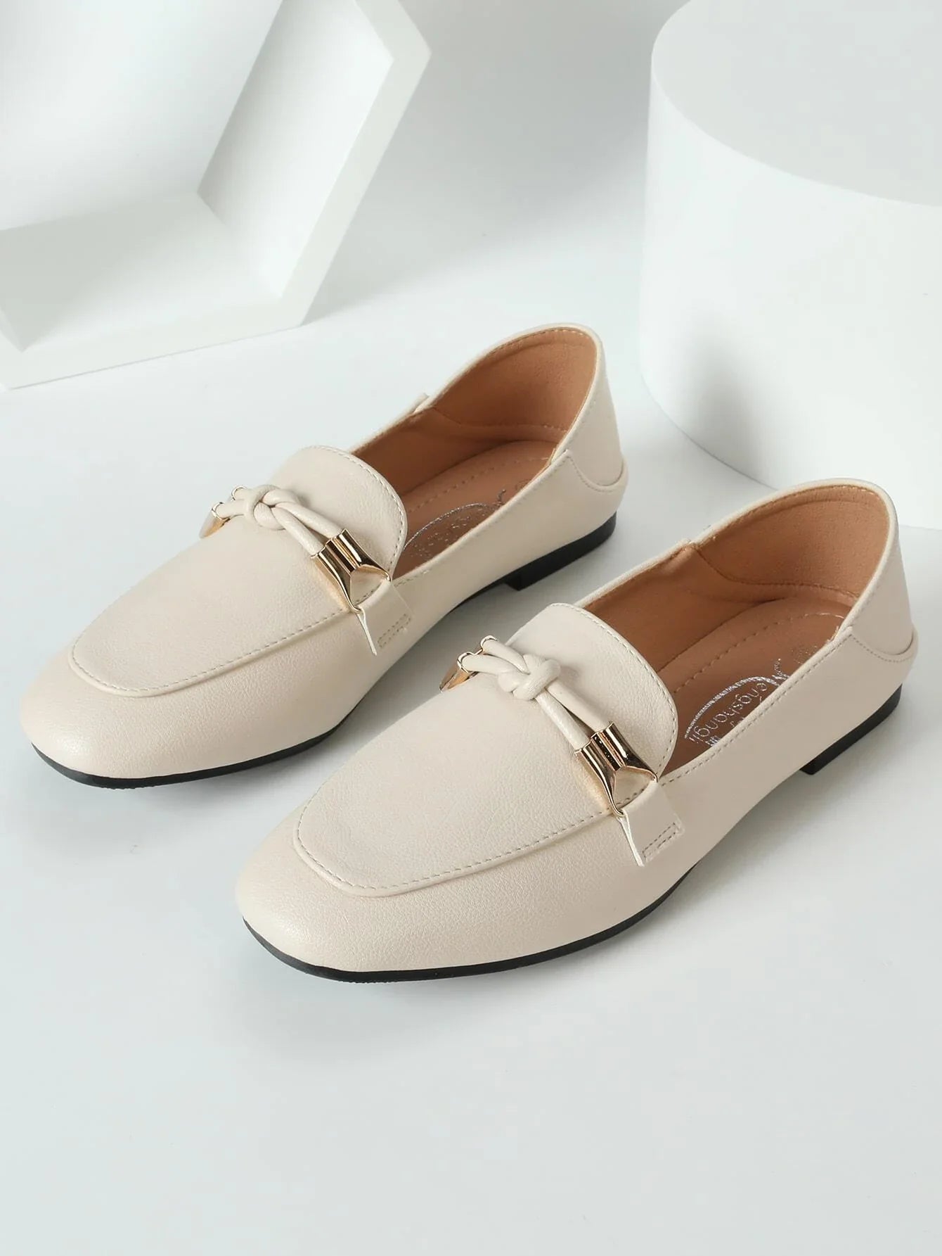 Women Knot Decor Square Toe Loafer Flats Shein