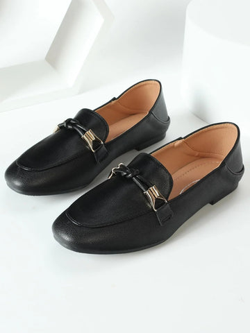 Women Knot Decor Square Toe Loafer Flats Shein