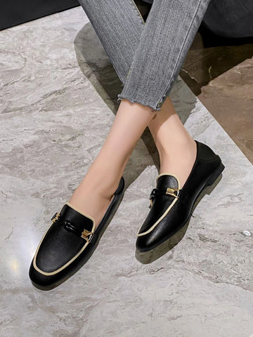 Women Knot Decor Square Toe Loafer Flats Shein