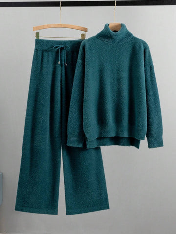 autumn winter warm women knit sweater+ pant tracksuit Shein