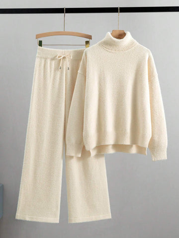 autumn winter warm women knit sweater+ pant tracksuit Shein