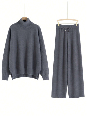 autumn winter warm women knit sweater+ pant tracksuit Shein