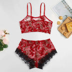 Butterfly Embroidery See Through Lingerie Set shein