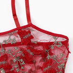 Butterfly Embroidery See Through Lingerie Set shein