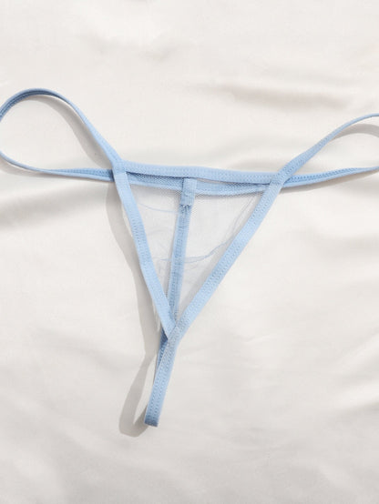 Floral Lace Contrast Mesh Slips With Thong shein