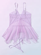 Floral Lace Contrast Mesh Slips With Thong shein