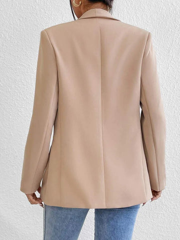 Privé Solid Shawl Collar Blazer Shein