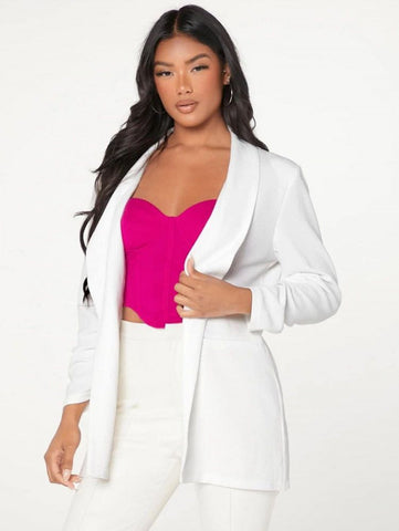 Shawl Collar Solid Blazer Shein