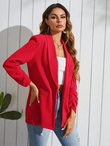 Shawl Collar Solid Blazer Shein