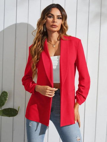 Shawl Collar Solid Blazer Shein