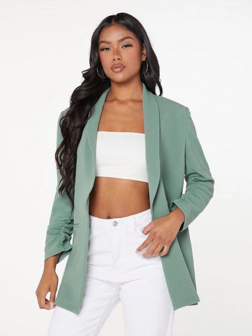 Shawl Collar Solid Blazer Shein